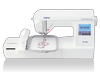 Brother PE-700 embroidery machine with touchscreen and floral design in hoop