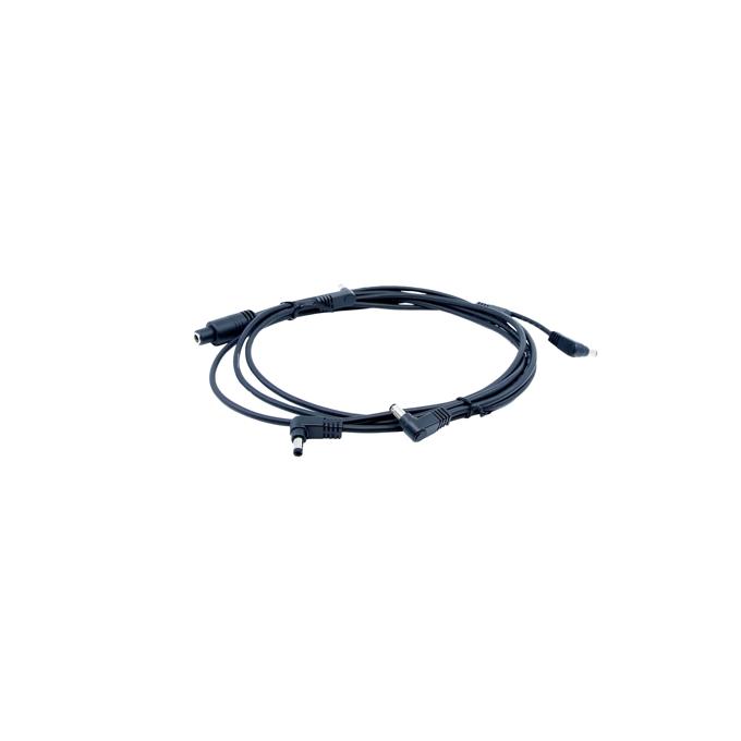 Brother printer power cable with barrel connectors on white background