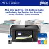 Brother MFC-T780DW all-in-one printer with spill-free ink bottles and printed documents