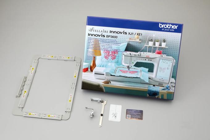 Brother Stellaire Innovis XJ1 XE1 BP3600 embroidery machine upgrade kit with hoops and accessories