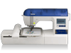 Brother Designio DZ2750 embroidery machine with touchscreen and floral design in hoop