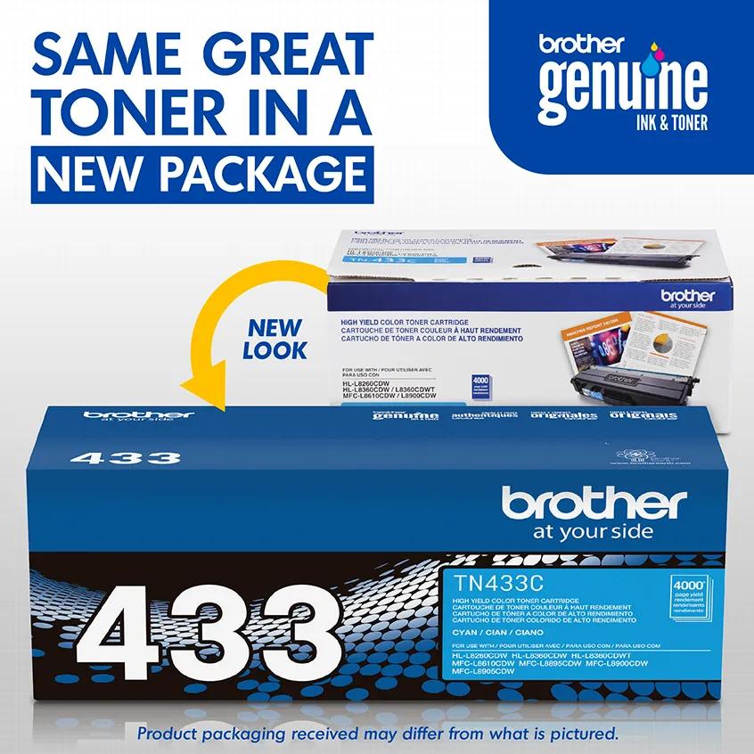 Brother Genuine TN433C High-yield Cyan Toner Cartridge, , large
