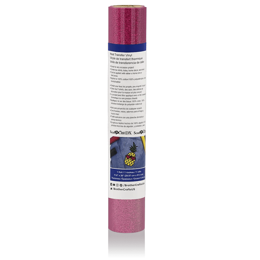 Brother ScanNCut pink glitter heat transfer vinyl roll for fabric crafts