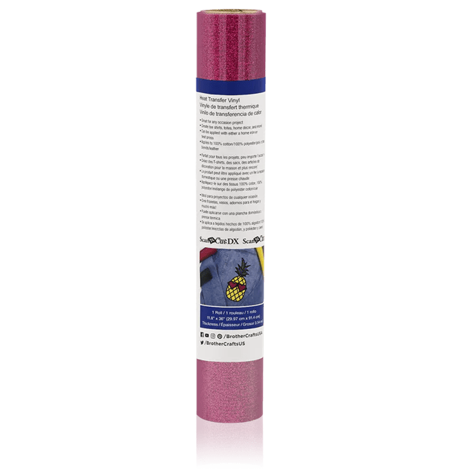 Brother ScanNCut pink glitter heat transfer vinyl roll for fabric crafts