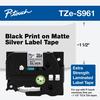 Cartucho de cinta Brother TZe-S961 con impresión negra sobre plata mate, laminado extra resistente