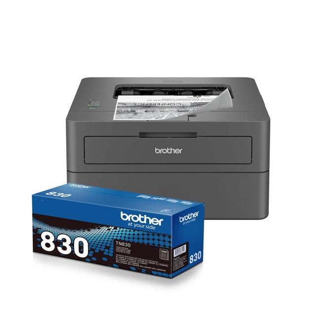 Brother HL-L2400D monochrome laser printer with TN830 toner cartridge