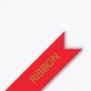Brother TZe-RW34 red ribbon tape with gold text on white background