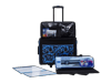 Brother cutting machine with blue patterned tote bag and crafting accessories
