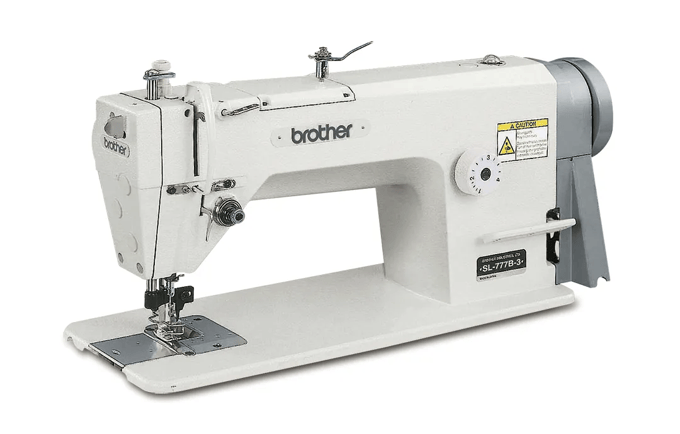 Máquina de coser industrial Brother SL-777B de puntada recta de una aguja en blanco y gris