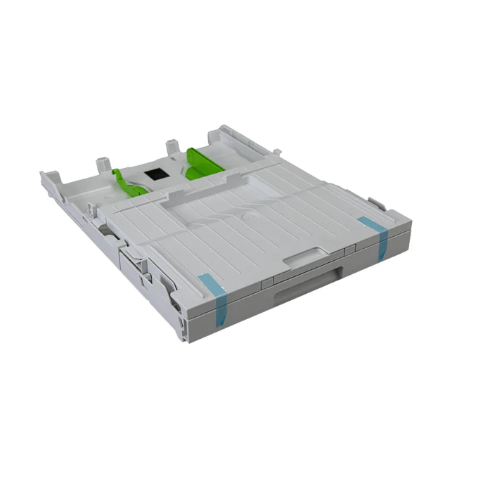 Brother printer paper tray with adjustable guides and blue locking tabs