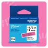 Brother P-touch label tape, 12mm, black print on pink background