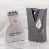 Brother TZe-M31S label tape on decorative wedding favor boxes with bride and groom design