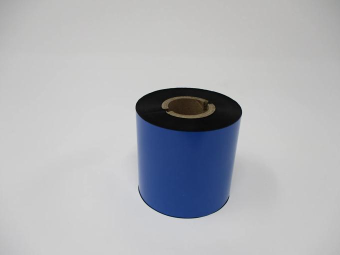 Brother blue thermal transfer ribbon roll with black ink on cardboard core