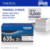 Brother TN635XL 2-pack high-yield black toner cartridges for color laser printers