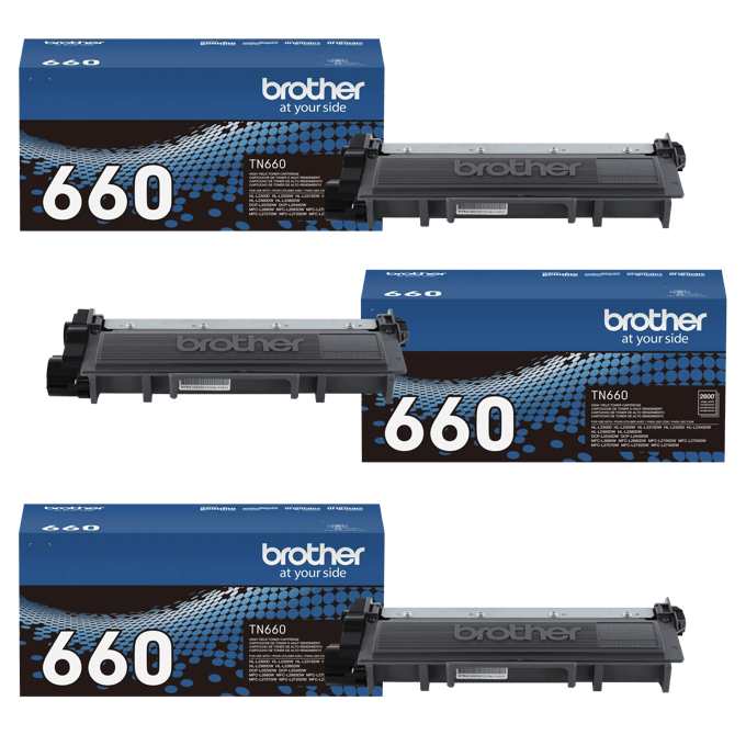 Brother TN660 high-yield toner cartridge with packaging for laser printers