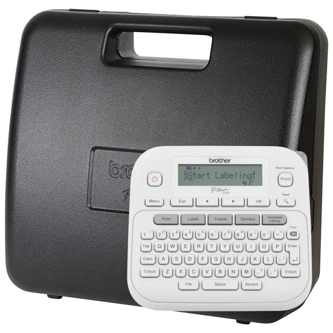 Brother P-touch label maker with QWERTY keyboard and black carrying case