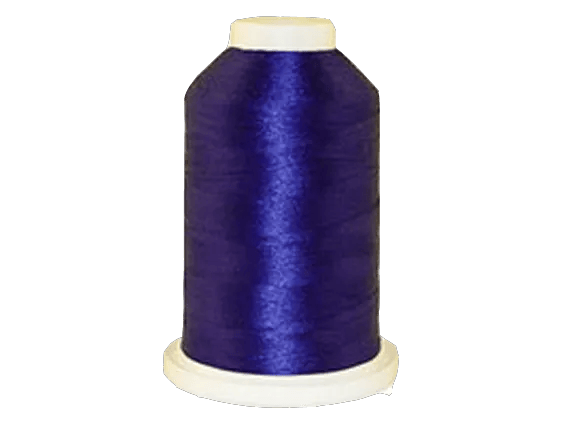 Brother embroidery thread spool in deep purple with white cap on transparent background