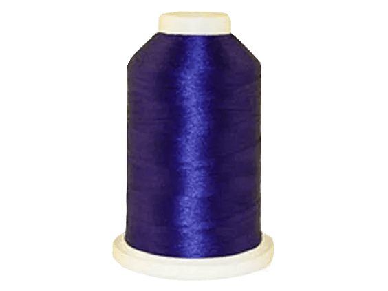 Brother embroidery thread spool in deep purple with white cap on transparent background