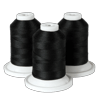 Three black embroidery thread spools on white bases for Brother sewing machines