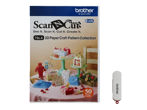 Brother ScanNCut 3D paper craft pattern collection USB with decorative paper crafts display