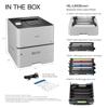 Brother HL-L8430CDWT color laser printer with paper tray, toner cartridges, drum unit, and accessories