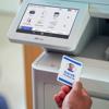 Brother MFC color laser printer touchscreen with ID badge for secure print authentication