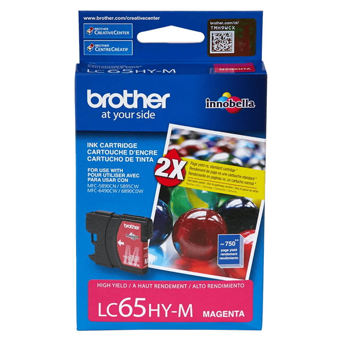 Brother LC65HY-M high-yield magenta ink cartridge package with Innobella technology