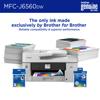 Brother MFC-J6560DW all-in-one inkjet printer with genuine ink cartridges and printed documents