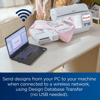 Brother embroidery machine with wireless connectivity and laptop on desk