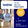 Brother DK-1247 die-cut paper labels, 4.07 x 6.4 inches, 12-pack with 180 labels per roll