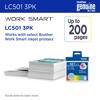 Brother LC501 3-pack color ink cartridges with printed pages for Work Smart inkjet printers