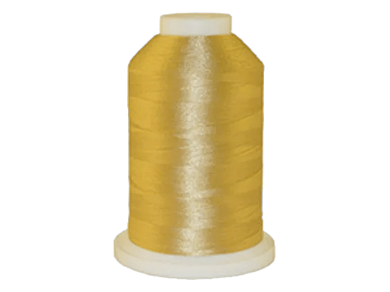 Brother embroidery thread spool in golden yellow on white cone