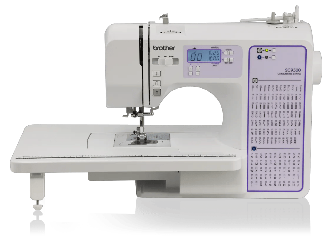 Brother SC9500 computerized sewing machine with LCD screen and stitch selection panel