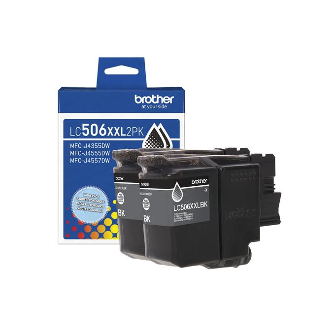 Brother LC506XXL 2-pack black ink cartridges with packaging for wireless all-in-one printers