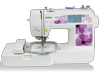 Brother PE525 embroidery machine with LCD touchscreen and floral design hoop