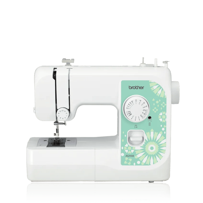 Brother JS2135 sewing machine with floral design panel and stitch selector dial