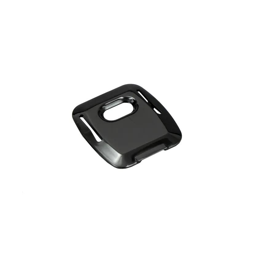 Black square printer accessory with handle and ventilation slots