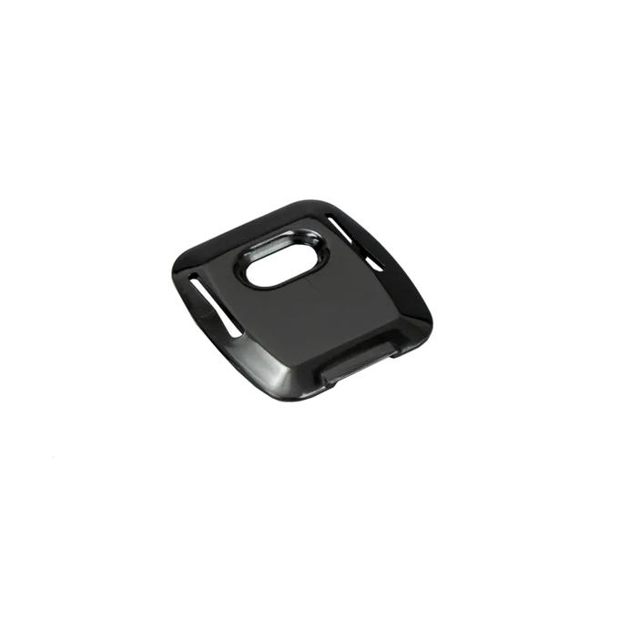 Black square printer accessory with handle and ventilation slots
