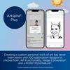 Brother Artspira2 Plus app showing photo-to-illustration conversion feature on two smartphones