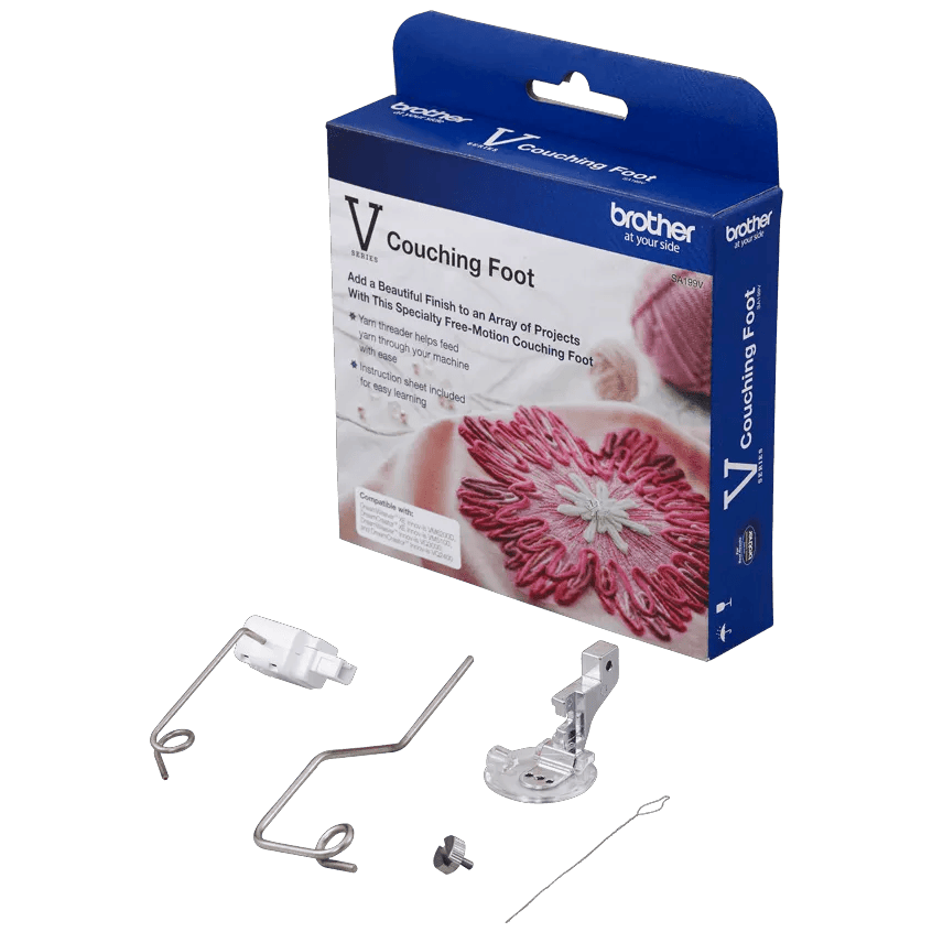 Brother V Couching Foot accessory package with free-motion sewing attachment and tools