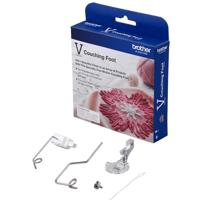 Brother V Couching Foot accessory package with free-motion sewing attachment and tools