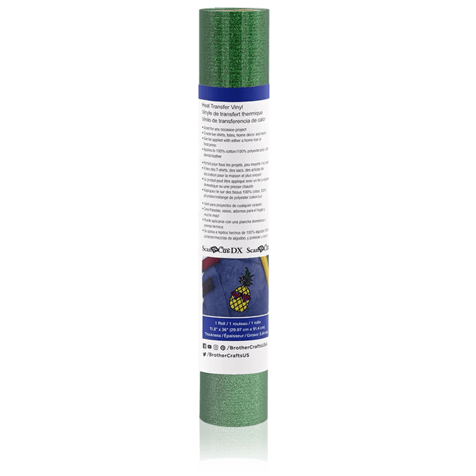 Brother ScanNCut green glitter heat transfer vinyl roll for fabric crafts