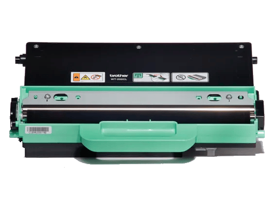 Brother WT200CL waste toner box with green base and black top for laser printers