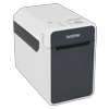 Brother TD-2130N desktop label printer with wireless connectivity in white and gray