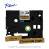 Brother P-touch 12mm premium gold laminated label tape cartridge with sample labels