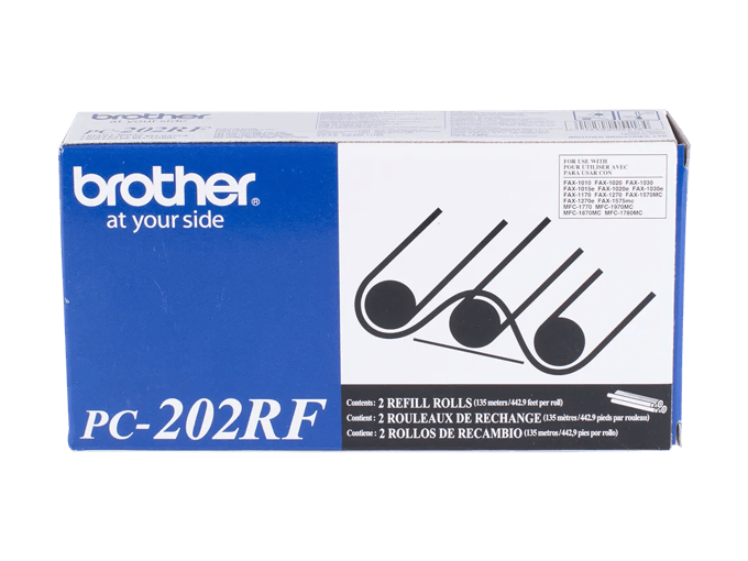 Brother PC-202RF thermal fax refill rolls package, 2-pack for fax machines