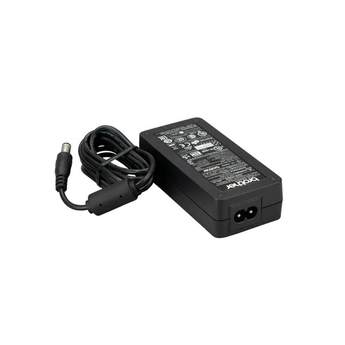 Brother printer power adapter with attached cable on white background