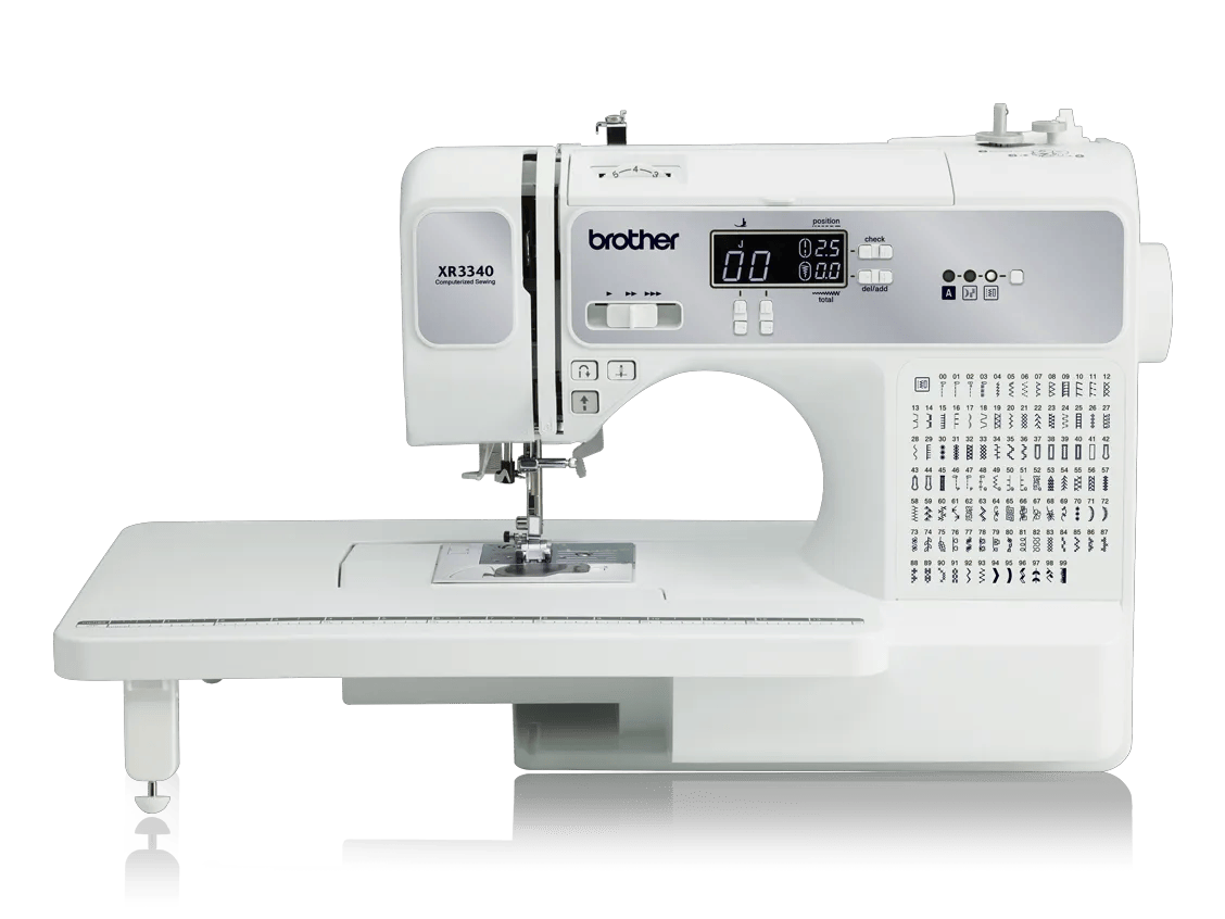 Brother XR3340 sewing machine with digital display and built-in stitch selection panel