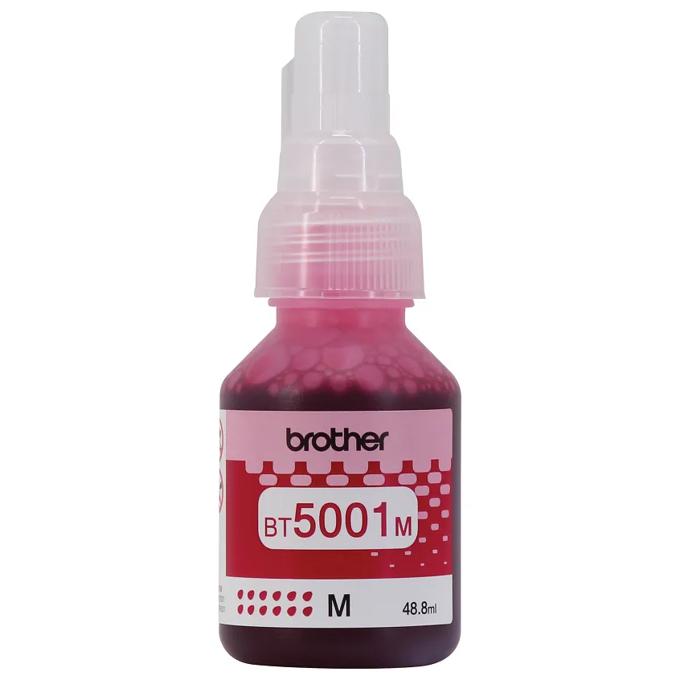 Botella de tinta magenta Brother BT5001M con dispensador de bomba, capacidad de 48.8ml