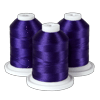 Three spools of purple embroidery thread on white bases for Brother sewing machines